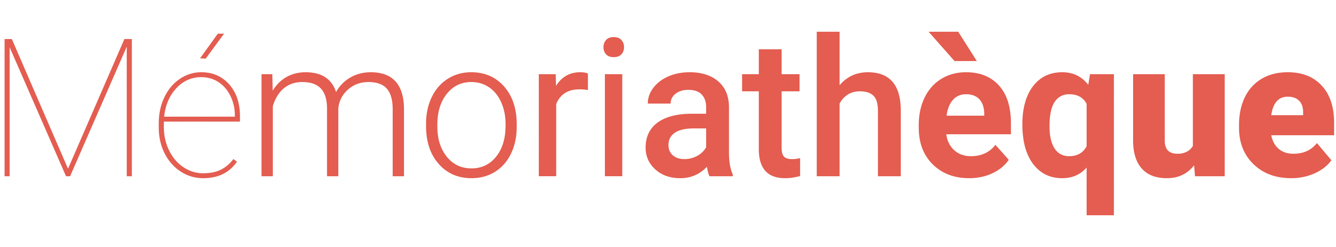 Logo du collectif : le mot Mémoriathèque avec une font de plus en plus grasse.
